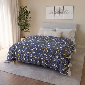 Soft Polyester Blanket - Cozy Stary Night Moon Design - Dipaliz - 60’’ × 80’’ - Blankets