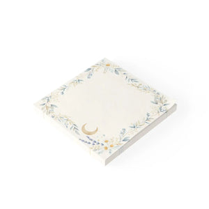 DipaliZ Moon & Wildflower Sticky Note Pad — the pad shown at an angle to show its depth
