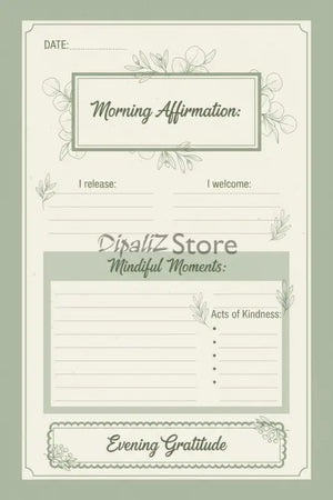 Digital Downloads - Morning Affirmation Journal - Botanical Calm Daily Gratitude - Dipaliz