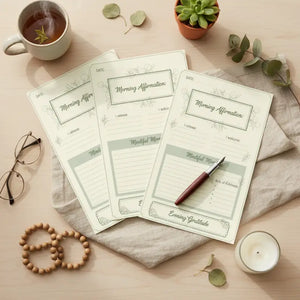 Digital Downloads - Morning Affirmation Journal - Botanical Calm Daily Gratitude - Dipaliz
