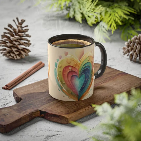 Brighten your Day with Colorful Hearts 11oz Mug - Black