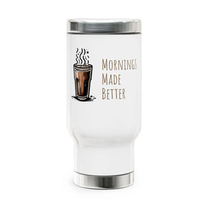 Glossy White Enamel Travel Mug - 14oz Capacity - Dipaliz - Mugs