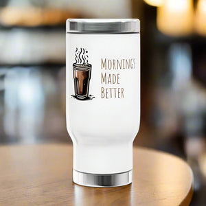 Glossy White Enamel Travel Mug - 14oz Capacity - Dipaliz - Mugs