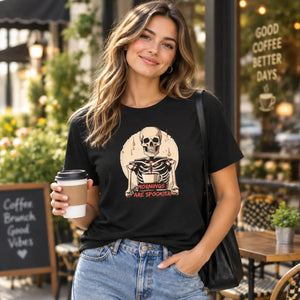 DipaliZ Skeleton Coffee Tee Soft Cotton Spooky Shirt
