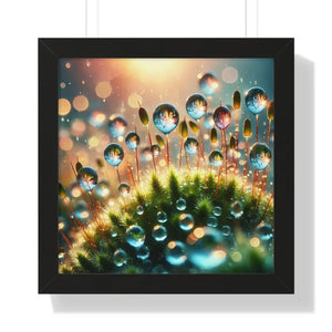 Moss Capsules Framed Vertical Poster with Water Drops - Dipaliz - 16″ x / Black - Prints