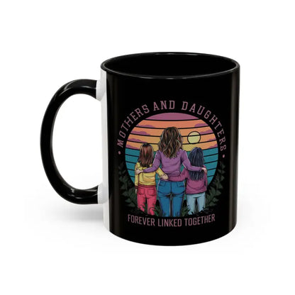 Two-tone Mug for Moms & Daughters with Colorful Accent Handle - 11oz / Black