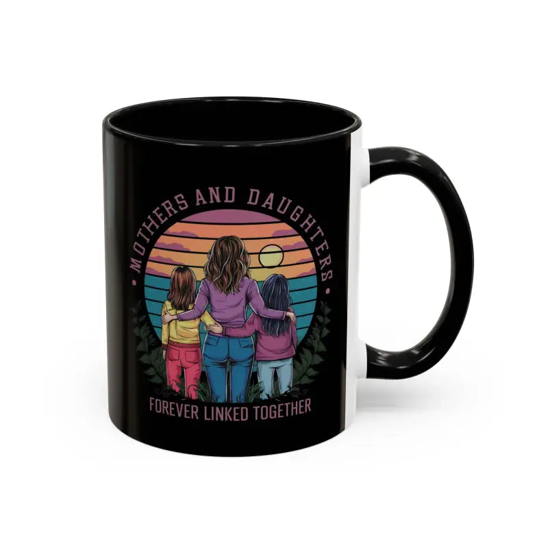 Two-tone Mug for Moms & Daughters with Colorful Accent Handle - 11oz / Black