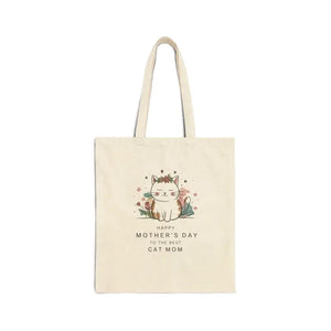 Cat Mom Tote Bag Eco Friendly Day Carry All Style - Dipaliz - Natural / 15’’ x 16’’ - Bags