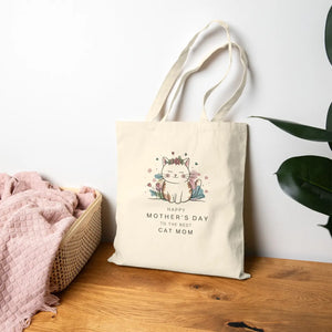 Eco Friendly Cat Mom Tote - Cotton Canvas Day Bag - Dipaliz - Bags