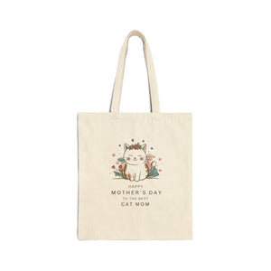 Eco Friendly Cat Mom Tote - Cotton Canvas Day Bag - Dipaliz - Bags