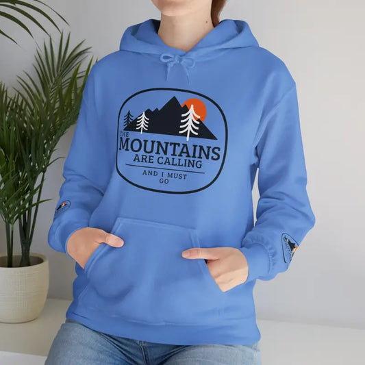 Mountains are Calling Hooded Sweatshirt - your Cozy Travel Essential - Carolina Blue / s Hoodie