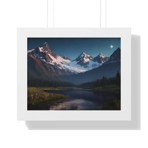 Mountain Magic Night Gallery Canvas Wraps Framed Poster - Dipaliz - 14″ x 11″ / White - Prints