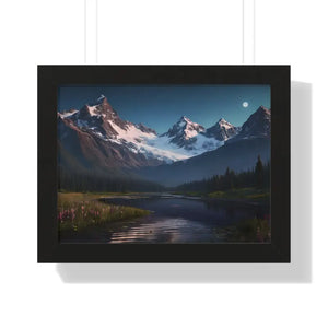 Mountain Magic Night Gallery Canvas Wraps Framed Poster - Dipaliz - 16″ x 12″ / Black - Prints