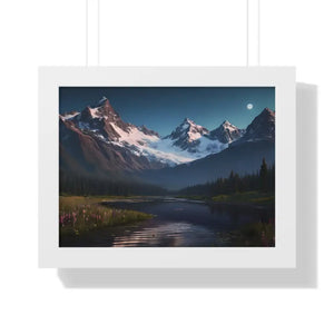 Mountain Magic Night Gallery Canvas Wraps Framed Poster - Dipaliz - 16″ x 12″ / White - Prints