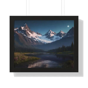 Mountain Magic Night Gallery Canvas Wraps Framed Poster - Dipaliz - 20’’ x 16’’ / Black - Prints