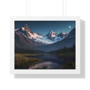 Mountain Magic Night Gallery Canvas Wraps Framed Poster - Dipaliz - 20’’ x 16’’ / White - Prints