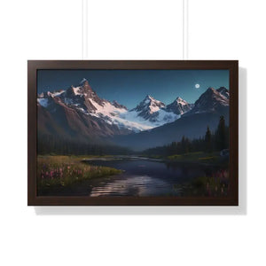 Mountain Magic Night Gallery Canvas Wraps Framed Poster - Dipaliz - 30’’ x 20’’ / Walnut - Prints