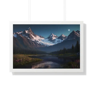 Mountain Magic Night Gallery Canvas Wraps Framed Poster - Dipaliz - 30’’ x 20’’ / White - Prints