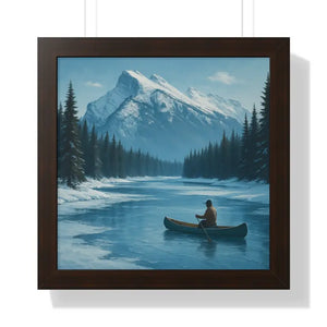 Mountain River Canvas Gallery Wrap Horizontal Framed Print - Dipaliz - 16″ x / Walnut - Prints