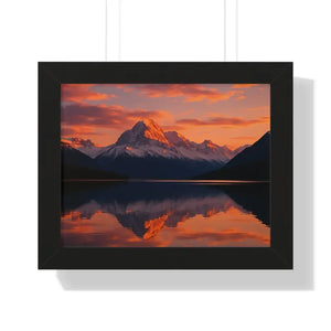 Sunset Mountain Scene Canvas Wrap Framed Horizontal Print - Dipaliz - 14″ x 11″ / Black - Prints