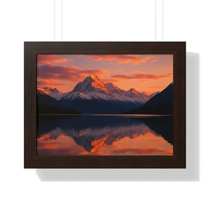 Sunset Mountain Scene Canvas Wrap Framed Horizontal Print - Dipaliz - 16″ x 12″ / Walnut - Prints