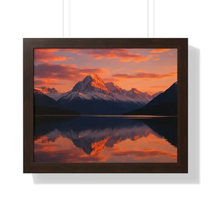 Sunset Mountain Scene Canvas Wrap Framed Horizontal Print - Dipaliz - 20’’ x 16’’ / Walnut - Prints