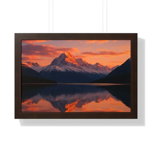 Sunset Mountain Scene Canvas Wrap Framed Horizontal Print - Dipaliz - 24″ x 16″ / Walnut - Prints