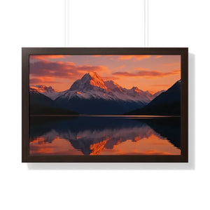 Sunset Mountain Scene Canvas Wrap Framed Horizontal Print - Dipaliz - 30’’ x 20’’ / Walnut - Prints