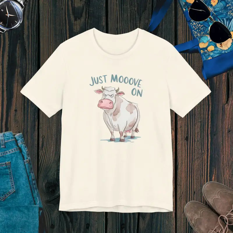 Just Moov on Cow Tee - your Comfy Favorite! - Natural / s T-shirt