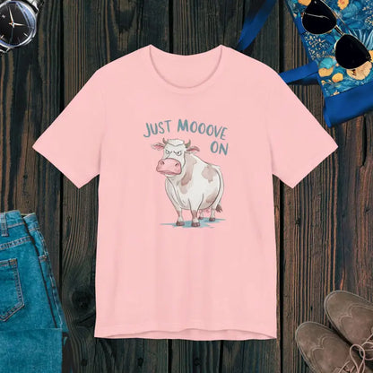 Just Moov on Cow Tee - your Comfy Favorite! - Pink / s T-shirt