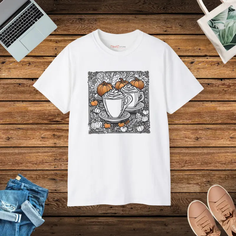 Cozy Up in a Pumpkin Spice Latte Cotton Tee - White / s T-shirt