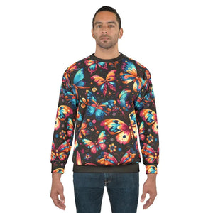 Sweatshirt - Multi Colored Butterflies Unisex Aop Fleece - Dipaliz