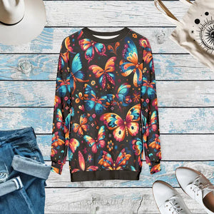 Multi Colored Butterflies Sweatshirt Unisex Aop Fleece - Dipaliz - Xs - Sweatshirts