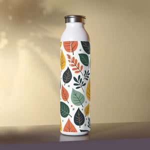Leaves Water Bottle - Slim Multicolored Bold Design - Dipaliz - 20oz / White - Bottles