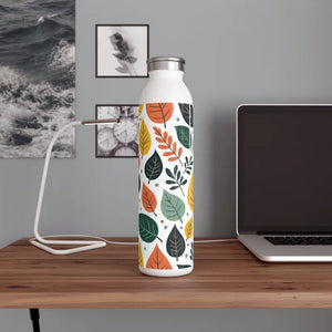 Leaves Water Bottle - Slim Multicolored Bold Design - Dipaliz - 20oz / White - Bottles