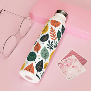 Leaves Water Bottle - Slim Multicolored Bold Design - Dipaliz - 20oz / White - Bottles