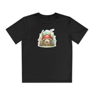 Mushroom Cottage Youth Tee - Whimsical Fairy Garden Kids Shirt - T-shirts - s