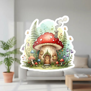 Mushroom House Sticker Cute Fairy Garden Kiss-cut Vinyl - Decorative Stickers