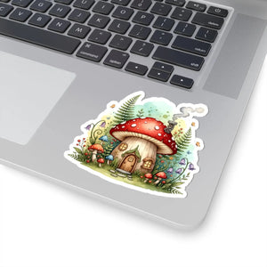 Mushroom House Sticker Cute Fairy Garden Kiss-cut Vinyl - Decorative Stickers