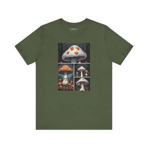 Spooky Forest Mushrooms Halloween Unisex Jersey Short Sleeve Tee - Dipaliz - Military Green / s - T-shirts