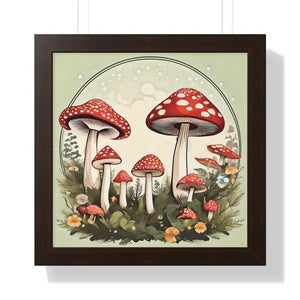 Mushrooms Growing Forest Gallery Canvas Wraps Framed Poster - Dipaliz - 16″ x / Walnut - Posters Prints & Visual Artwork