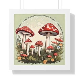 Mushrooms Growing Forest Gallery Canvas Wraps Framed Poster - Dipaliz - 16″ x / White - Posters Prints & Visual Artwork