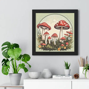 Mushrooms Growing Forest Gallery Canvas Wraps Framed Poster - Dipaliz - 16″ x / Black - Posters Prints & Visual Artwork