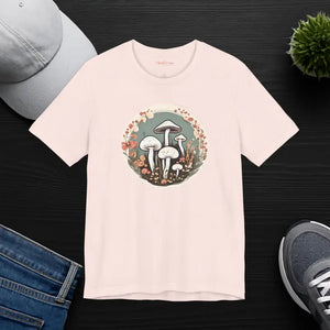 Mushrooms in Retro Style Cottagecore Unisex Jersey Short Sleeve Tee - Soft Pink / s - T-shirts