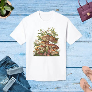 Cottage Core Mushrooms T-shirt - Whimsical Cotton Tee - Dipaliz - White / s - T-shirts