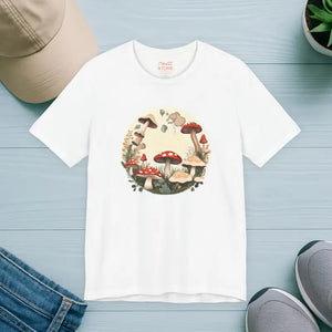 Mushrooms in the Wilderness Cottagecore Japanese Unisex Jersey Short Sleeve Tee - White / s - T-shirts
