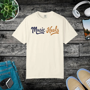 Soft Unisex Garment-dyed T-shirt Music Heals Epic Comfort Dipaliz - T-shirts - s