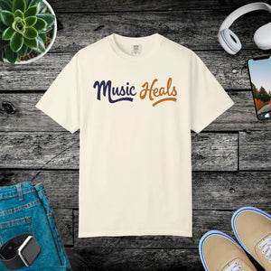 Music Heals Unisex Garment-dyed T-shirt Epic Comfort - Dipaliz - Ivory / s - T-shirts