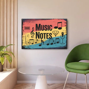 Vintage Music Note Metal Art Sign White Aluminum Nostalgic Decor - Novelty Signs