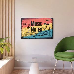 Vintage Music Note Metal Art Sign White Aluminum Nostalgic Decor - Novelty Signs